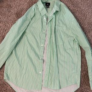 H&M Green and White Casual Button Down Shirt